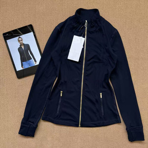 ชุดโยคะผู้หญิง ซิปสีทอง เสื้อแจ็คเก็ตออกกำลังกายแห้งเร็ว ระบายอากาศดี สำหรับวิ่ง พร้อมโลโก้ ขายส่ง บรา กางเกงขายาว เสื้อแจ็คเก็ต เสื้อคลุม ชุดออกกำลังกาย - Product Image 3