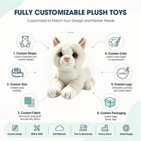 Boneka Kucing Putih Kualitas Tinggi, Mainan Hewan Plush Lembut untuk Dekorasi, OEM ODM, Hadiah Plushie Anak Kucing yang Dapat Dipersonalisasi