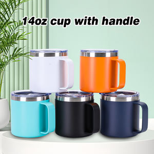 अनुकूलित लोगो 14 औंस खेल कॉफी मग हैंडल और ढक्कन के साथ मग लाल 400 मिलीलीटर थर्मोसिस 18/8 लिए लाल मिली थर्मस कप - Product Image 2