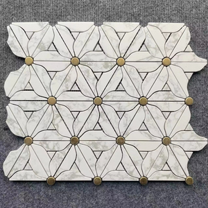 Jet d'eau fleur motif marbre <span class=keywords><strong>mosaïque</strong></span> laiton incrustation <span class=keywords><strong>carrelage</strong></span> <span class=keywords><strong>mosaïque</strong></span> pour <span class=keywords><strong>cuisine</strong></span> dosseret et salle de bain <span class=keywords><strong>carrelage</strong></span> mural - Product Image 1