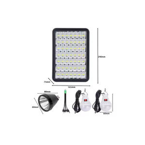 Kit d'éclairage solaire LED compact 2024, panneaux solaires, mini-système d'éclairage avec recharge USB, système d'éclairage solaire pour camping - Product Image 1