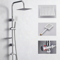 Ensemble de douche mural en laiton avec pommeau de douche pluie et mitigeur de salle de bain