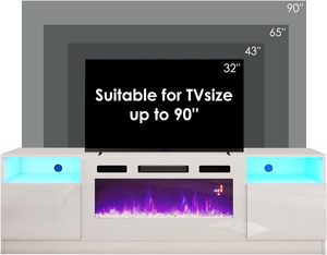 ขาตั้งทีวีเตาผิงไฟฟ้าขนาด36นิ้วที่หรูหราขนาด70นิ้วที่มีเตาผิงในตัว - Product Image 6