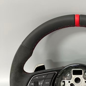 Volante deportivo de cuero con fondo plano para <span class=keywords><strong>Audi</strong></span> S6 S7 A4 A5 A6 A7 Q3 Q5 A3 S3 S8 R8 cuero negro perforado mejorado - Product Image 5