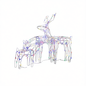 Ensemble de 3 décorations lumineuses de Noël sur le thème du renne, 229 LED, blanc chaud, IP65, installation facile, décoration extérieure - Product Image 1