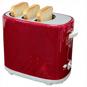 Tostadora Eléctrica Retro Roja de 3 Ranuras <span class=keywords><strong>para</strong></span> Desayuno, Tostadora Automática <span class=keywords><strong>para</strong></span> el Hogar, <span class=keywords><strong>para</strong></span> Pan Largo, Máquina Tostadora de Pan con Ranuras Anchas BT027 - Product Image 1