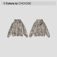 Sweat à capuche zippé camouflage 340 g/m² coupe ample avec poche avant pour homme – Style Hip Hop et streetwear décontracté