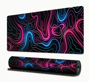 Tapis de souris de jeu grand format certifié BSCI avec <span class=keywords><strong>carte</strong></span> topographique, tapis de bureau noir avec base en caoutchouc antidérapante et bords surpiqués - Product Image 5