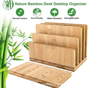 Wooden Desktop <b>File</b> Rack Rectangle Multipurpose Office Organizer Standing Type For Books Notebooks Tablet <b>Storage</b> - Product Image 5