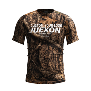 Custom Logo Short Sleeve BJJ <strong>Rash</strong> <strong>Guard</strong> <strong>Men's</strong> MMA Jiu Jitsu No-Gi Grappling Training Compression Shirt with Tree Bark Pattern - Product Image 2