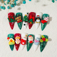Décoration d'ongles 3D en résine et plastique, motifs Kawaii (Élan, Bonhomme de neige, Maison), mignons charms de Noël pour manucure DIY