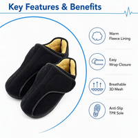 Chaussure de récupération diabétique à bout rond large, doublure douce en peluche, fermetures auto-agrippantes pour fracture métatarsienne et pieds sensibles et enflés