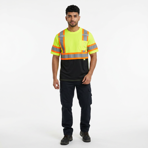 Premium Quality Hi <b>Vis</b> Work Cotton <b>T</b> <b>Shirt</b> with <b>High</b> Visibility Reflective Tape Unisex Slim Fit Hi <b>Vis</b> Tshirt - Product Image 1