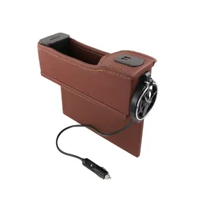 ABS And PU Leather With Cup Holder And USB Charger Car Coin Collector Catcher Car Seat