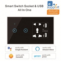 Prise électrique intelligente universelle, wi-fi, murale, moderne, bouton tactile, 16A, fonctionne avec Alexa Google Home, avec USB