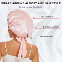 Bonnet de nuit réversible en satin de soie avec logo personnalisé, grande taille, bande douce, pour femmes aux cheveux bouclés, usage quotidien et extérieur, vente en gros