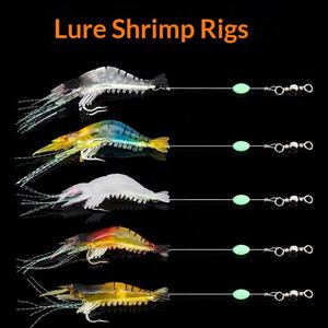 Leurre souple artificiel lumineux avec hameçon en acier inoxydable, simulation crevette, pour la pêche au bar, 9 cm avec hameçons - Product Image 2