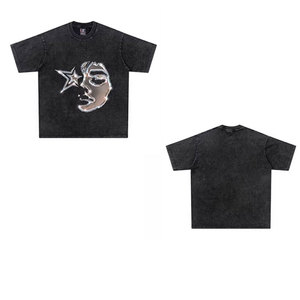 น้ำหนัก 260 กรัม, ผ้าฝ้าย 100%, คอกลมคลาสสิก, ลายกราฟิกสีดำ, เสื้อยืดแขนสั้นสไตล์อเมริกันเฮฟวี่เวท - Product Image 3