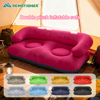 Kursi Santai Tiup Portabel Berbahan PVC Flocked dengan Sandaran Tangan dan Sandaran Punggung untuk Berkemah di Luar Ruangan, Tenda, Pantai, dan Perjalanan