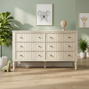 Commode à 6 tiroirs en bois massif Alphine, meuble de rangement moderne pour enfants, chambre à coucher, salon, bébé, adolescent, bois naturel - Product Image 3
