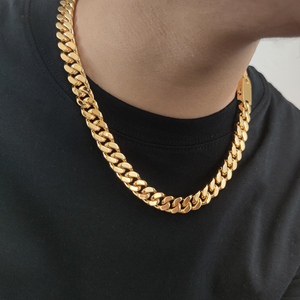 홉 실버 커브 남성용 마이애미 하이 폴리싱 스테인리스 스틸 암호화 목걸이 쿠반 링크 체인 - Product Image 3