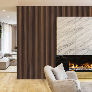 Panel de pared de fondo de entrada de habitación de Hotel personalizado grano de madera WPC venta al por mayor clásico fácil de instalar construcción rápida - Product Image 1