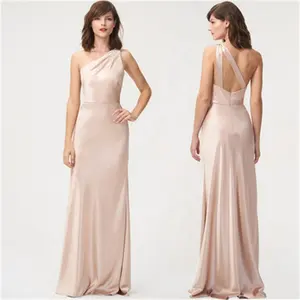 Vestido longo de madrinha de cetim rosa, elegante, roupas elegantes da dama de honra, moda feminina, sexy sem alças, costas nuas