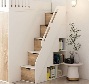 Combinaison lit et armoire pour enfants, lit supérieur et armoire inférieure, <span class=keywords><strong>dressing</strong></span> pour appartements, garde-corps surélevé avec miroir - Product Image 6