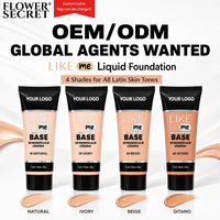 Fond de Teint Liquide Flower Secret 35g - 4 Teintes pour Tous Types de Peau - Usine Professionnelle OEM/ODM pour Femmes