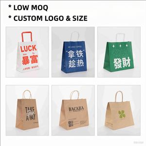 Custom Eco-Friendly Handmade Classic Recyclable Restaurant Kraft <b>Paper</b> Bags Personalized Embossing Custom Logo Promotion Use - Product Image 5