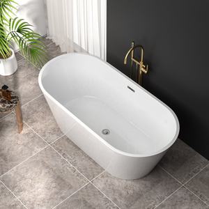 Sarlai Group, bañera acrílica independiente de 63 pulgadas, diseño portátil ecológico, forma rectangular, cromo blanco brillante - Product Image 1