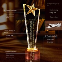 Trophée en cristal lumineux, sculpture en bois massif créative personnalisée, médailles lumineuses chinoises, ornements, réunion annuelle, personnel exceptionnel