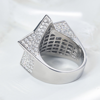 Bague Homme Hip Hop Étoile à 5 Branches VVS Moissanite Diamant, Style Iced Out Tendance, Argent 925 Plaqué Or 18K, Vente Chaude