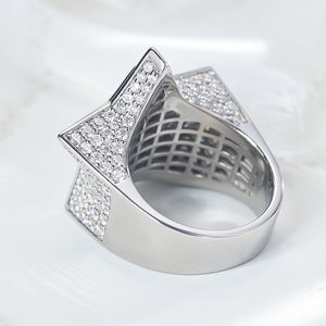 ヒップホップ 5ポイントスター VVS モアッサナイト ダイヤモンド リング、ホットセール、アイスアウト ファッションスタイル メンズリング、シルバー925 18Kゴールドメッキ - Product Image 3