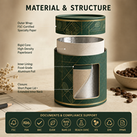 Emballage en tube de papier kraft personnalisé OEM, sans taille fixe, en aluminium alimentaire, pour café, thé, cadeau, écologique