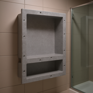 Niche de douche gris mat 16,1x20,1x3,9 po avec 2 compartiments, étagères encastrées pour salle de bain - Product Image 2