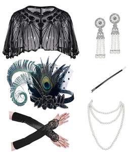 Ensemble d'accessoires Flapper <span class=keywords><strong>Gatsby</strong></span> des années 1920 Ensemble à thème Fashion Roaring 20's avec bandeau pour femme - Product Image 6