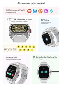 Reloj Inteligente Z141 2026 Nuevo Diseño con Llamadas Bluetooth para Hombres y Mujeres, Monitor de Actividad Física 2026, Monitor de Presión Arterial y Frecuencia Cardíaca para Android e iOS - Product Image 3