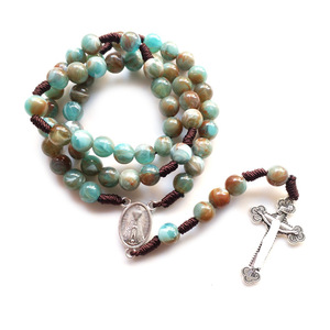 <span class=keywords><strong>Collana</strong></span> <span class=keywords><strong>lunga</strong></span> tessuta a mano con <span class=keywords><strong>perle</strong></span> <span class=keywords><strong>di</strong></span> vetro in finto agata rosario maria con ciondolo croce gioiello cristiano in lega <span class=keywords><strong>di</strong></span> zinco imitazione perla - Product Image 5