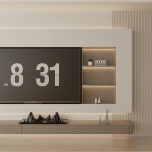 French Luxury Modern Carved Panel <strong>Design</strong> <strong>TV</strong> Cabinet Fireplace Custom Built-in <strong>TV</strong> <strong>Unit</strong> for Living Room White Dark Gray Finish - Product Image 3