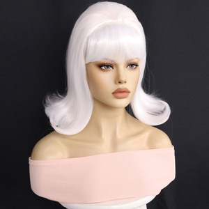 วิกผมสังเคราะห์สีขาว<span class=keywords><strong>ย้อน</strong></span><span class=keywords><strong>ยุค</strong></span>ใสมีความหนาแน่น130% <span class=keywords><strong>ผม</strong></span>ม้าด้านนอกเป็นลอนสไตล์วินเทจสำหรับผู้หญิงแฟชั่น - Product Image 3