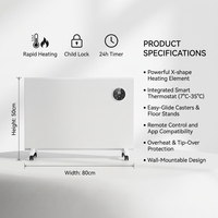 Radiateur électrique intelligent certifié CE GS 500W à infrarouge en cristal de carbone, IP44, autoportant ou à fixation au plafond, contrôlé par application