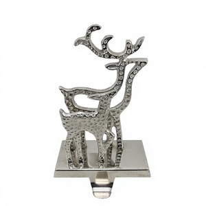 Snowflake Metal Christmas <b>Stocking</b> Hook <b>Holder</b> Gold Base Blue Enamel Modern Eco-friendly Decorative Mantel Hanger Holiday - Product Image 6