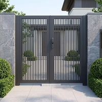 Portail battant en aluminium à lames verticales modernes, direct usine, pour entrée de jardin extérieure, offrant une intimité totale, idéal pour villas résidentielles
