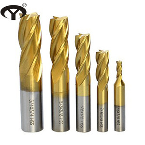 HSS M2/<strong>M35</strong> 4 Flutes Straight Shank <strong>End</strong> <strong>Mill</strong> Cutter with TIN Coating - Product Image 1