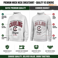 Sweat-shirt col montant streetwear personnalisé, coupe ample et oversize, en molleton de coton, imprimé, avec strass, pour homme