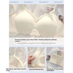 Reggiseno estivo sottile senza cuciture in nylon senza ferretto, tinta unita, per donna, per seno piccolo, con supporto per le coppe, sportivo - Product Image 3