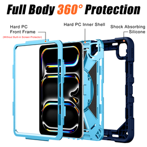 เคสแท็บเล็ตแบบไฮบริดซิลิโคนสำหรับ iPad Pro 11 นิ้ว, พร้อมขาตั้งหมุนได้ ที่เก็บปากกา และสายสะพายไหล่ - Product Image 2