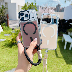 Funda Magnética para Teléfono con Correa de Muñeca y Degradado Láser Arcoíris para iPhone 17 16 15 Pro Max, Carcasa Trasera Antigolpes con Correa IMD - Product Image 2