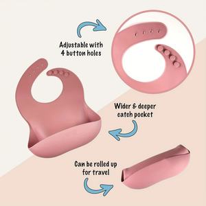 <span class=keywords><strong>3</strong></span> PCS BPA Free Suction Baby Bowls y Cucharas con Bib ajustable, Portable Durable Newborn Essentials Silicone Feeding Set - Product Image 4